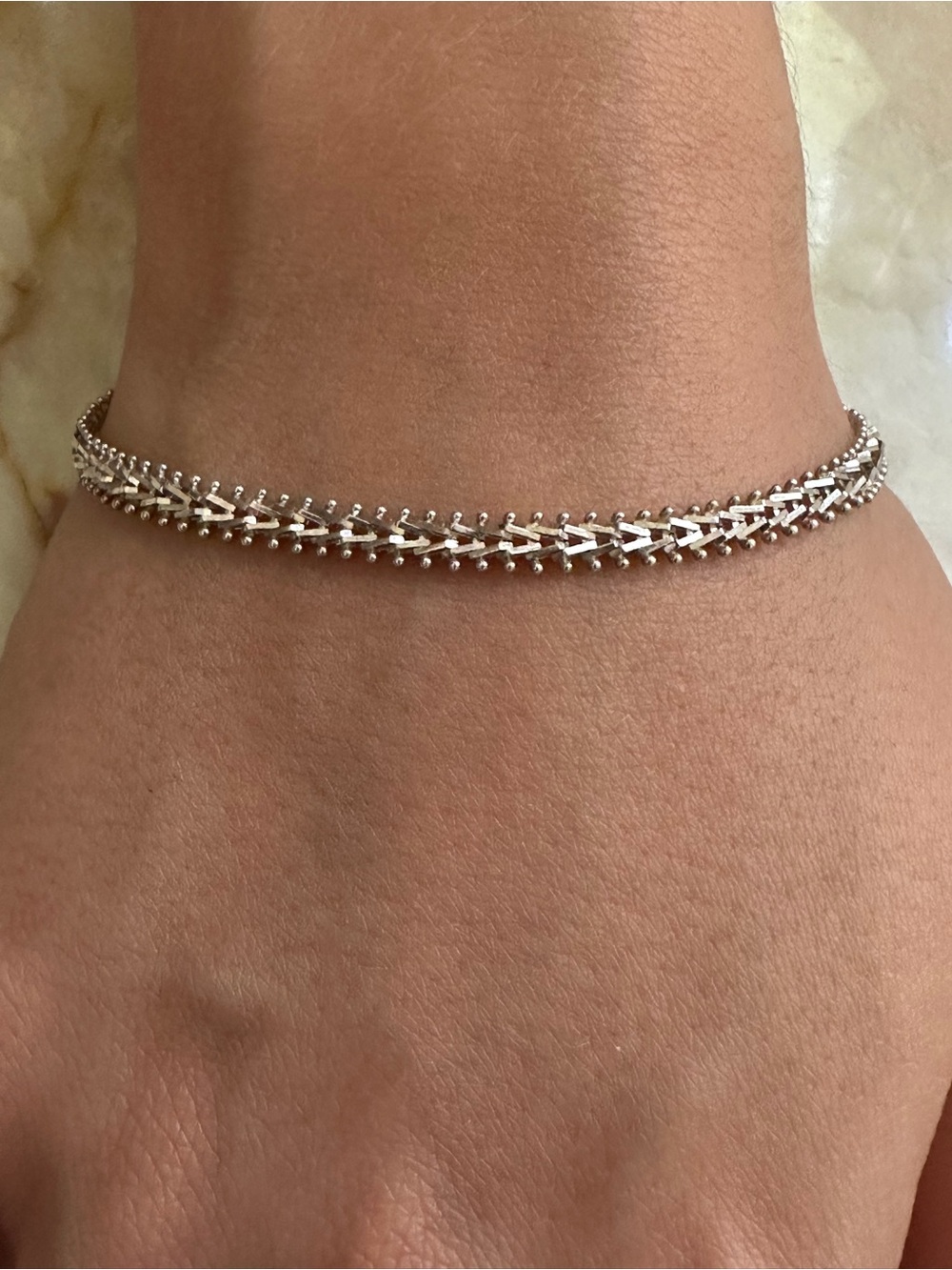 Delicate 925 Sterling Silver Herringbone Chain Bracelet